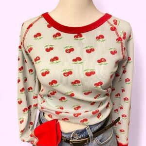 Mudd Red and White Heart Print Top